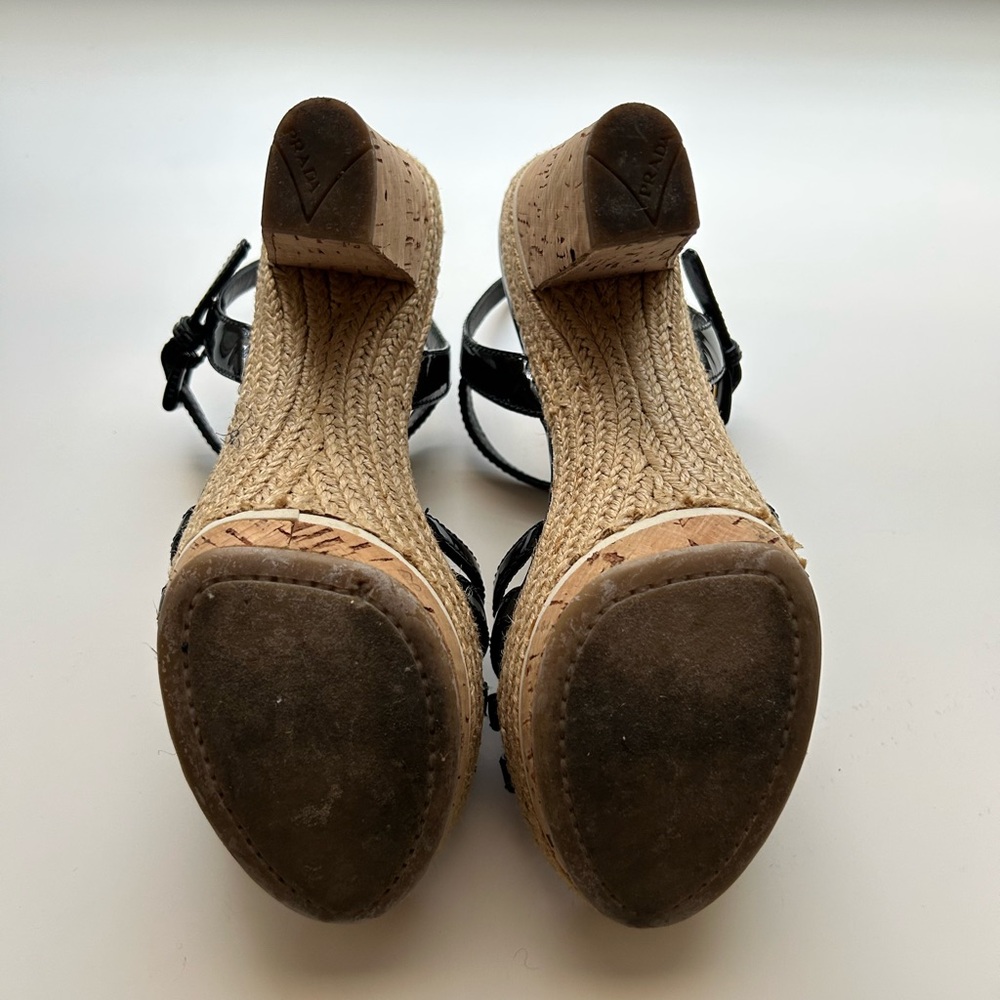 Prada Black Strappy Cork Platform Sandal - Picture 5 of 9